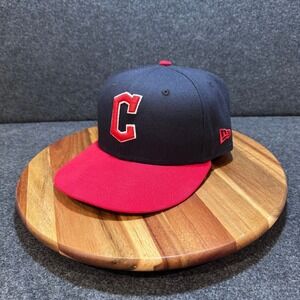New Era 59FIFTY Cleveland Indians Fitted Hat Navy Red MLB Cap Size 7 1/8
